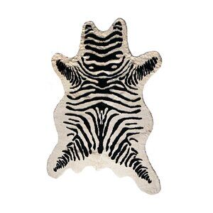 Luxe Home Decor Classic Faux Hide Rug | 1-Piece | Denton zebra black on white